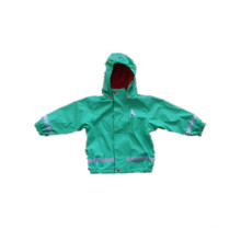 Veste de pluie réfléchissant de PU vert pour enfants/bébé